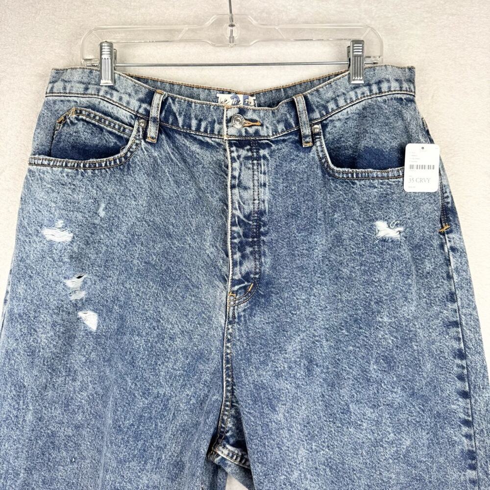 NWT FP We The Free Georgine CRVY Distressed Mom Jean in West End Blue Plus Sz 35 - Picture 7 of 15